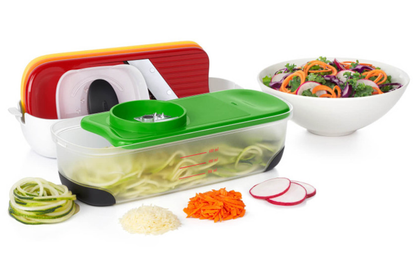 Set 2 Reiben + 1 Hobel + 1 Spiralizer mit Auffangbehälter OXO