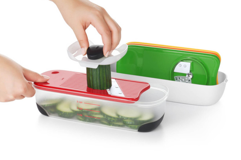 Set 2 Reiben + 1 Hobel + 1 Spiralizer mit Auffangbehälter OXO
