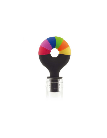 Rolha de silicone Pulltex para vinho e champanhe + 6 marcadores de vidro coloridos