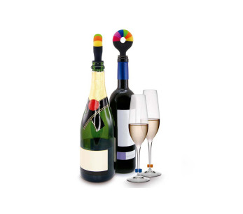 Pulltex silikonpropp för vin och champagne + 6 färgade glasmarkörer 2