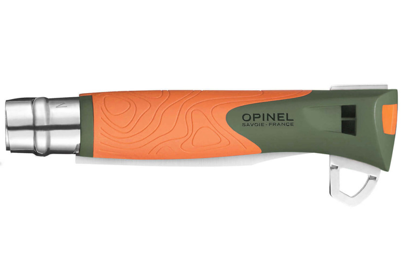 Opinel N°12 Explore taittoveitsi Tire-Tique ruostumattomasta teräksestä valmistettu terä