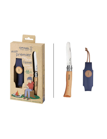 A minha primeira caixa Opinel, lâmina redonda 8cm + estojo