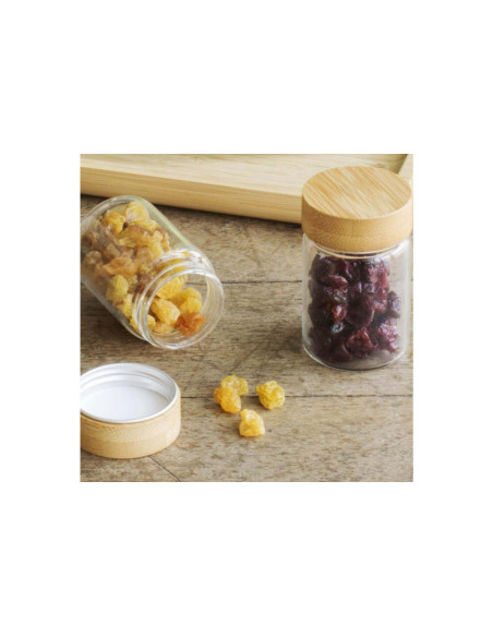 Pebbly 3er-Set Glasgefäße mit Schraubdeckel aus Bambus - 75ml
