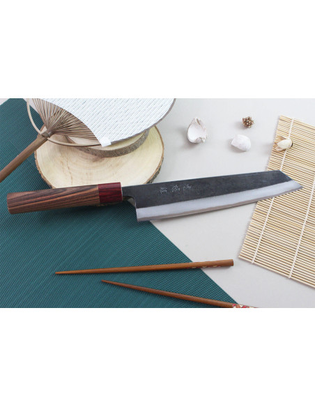 Coltello kiritsuke giapponese artigianale Wusaki Yuzo BS2 24 cm