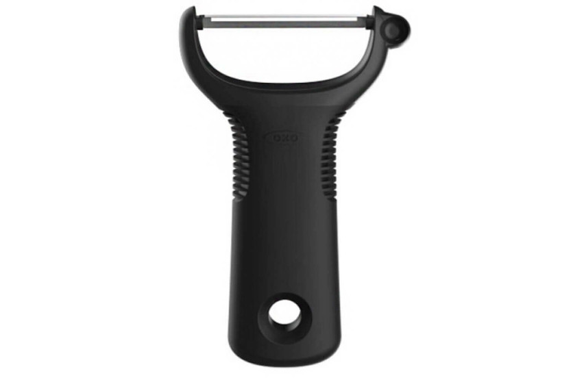 Y OXO razor peeler stainless steel black handle