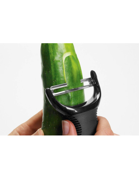 Y OXO razor peeler stainless steel black handle