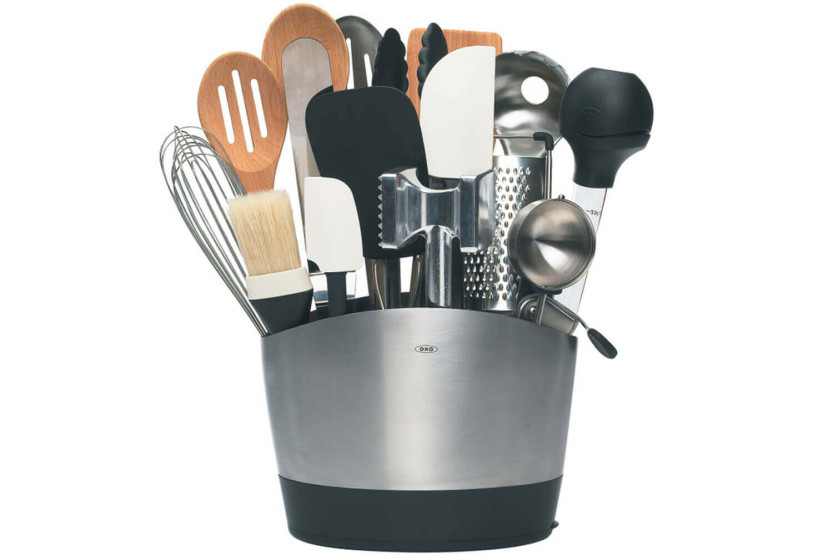 Utensilientopf aus gebürstetem Edelstahl OXO