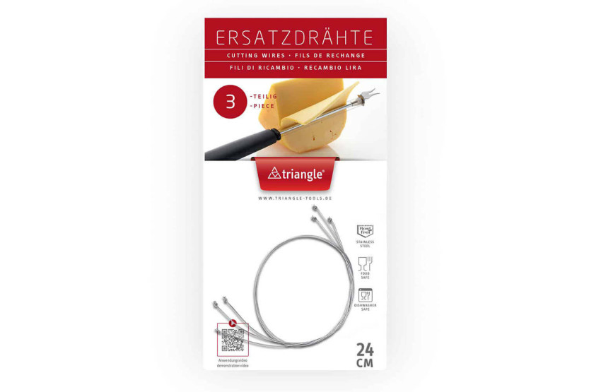 Set di 3 fili di ricambio in acciaio inox per il coltello a filo Triangle - 24 cm