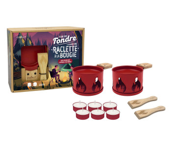 Juego de raclette a la luz de las velas Cookut Lumi de edición limitada con sartenes y espátulas para 2 personas 2