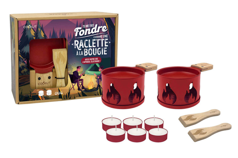 Conjunto de raclette à luz de velas Cookut Lumi edição limitada com panelas e espátulas para 2 pessoas
