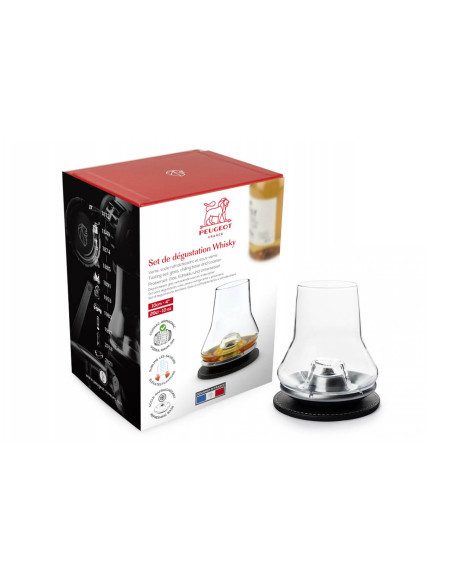 Peugeot whiskysmagningssæt Les Impitoyables 29cl glas + forfriskende stativ