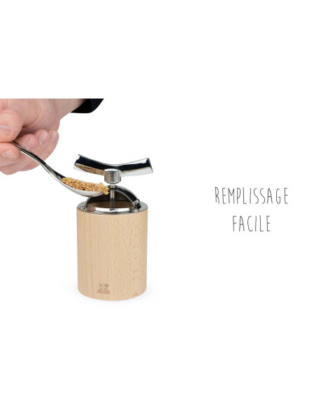 Manuelle Leinsamenmühle Peugeot Isen aus Holz und Edelstahl 13cm