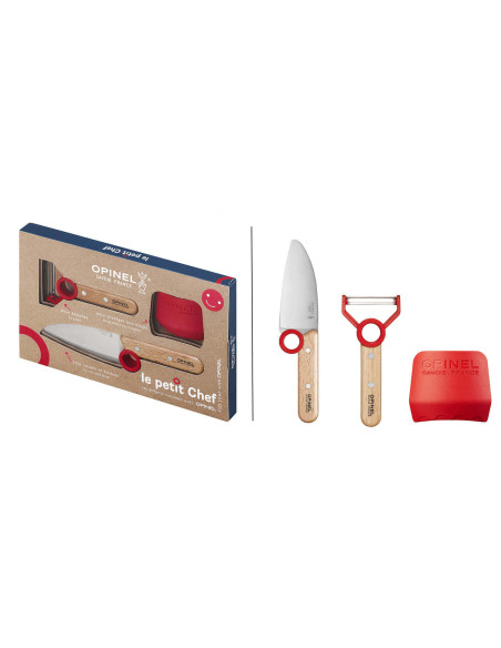 Opinel Set Le Petit Chef Messer + Schäler + Fingerschutz - Rot