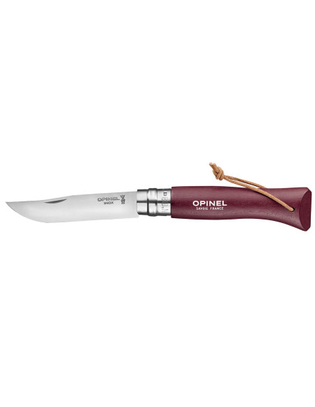 Opinel-kniv N°08 Baroudeur 8,5 cm blad granat håndtak