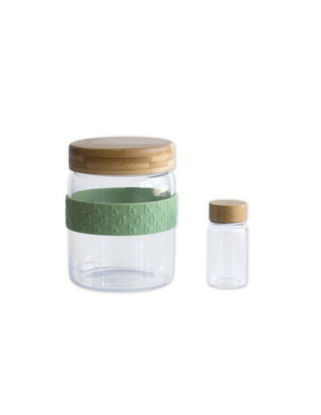 Pebbly nomad lunchset 2 glasburkar med bambulock + 1 silikonband