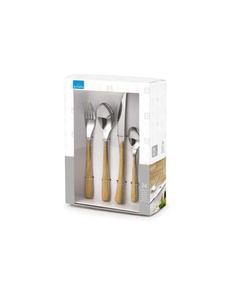 Amefa Zéphyr Nature 24-piece beechwood cutlery tray