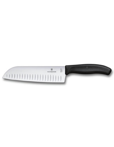 santokumesser mit mit Kullen Victorinox SwissClassic 17cm schwarz auf Karte