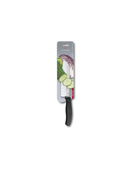 santokumesser mit mit Kullen Victorinox SwissClassic 17cm schwarz auf Karte