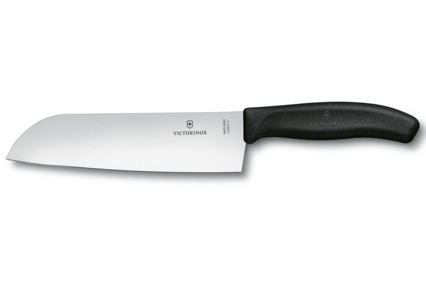 Victorinox SwissClassic 17cm black santoku knife on card