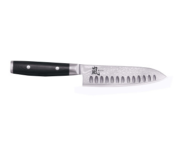 Japanisches santokumesser Yaxell RAN mit mit Kullen 16.5cm Damast 69 Schichten