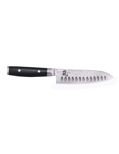 Yaxell RAN 16,5 cm 69-lags japansk santoku-kniv av damaskus med granton-egg