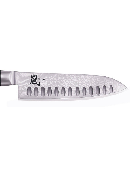 Yaxell RAN 16,5cm 69-lagig damascus Japans santoku mes met granton snede