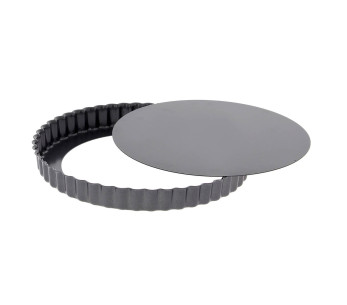 Molde de tarta estriado de acero De Buyer con base desmontable y borde recto 2