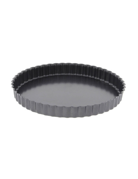 De Buyerround fluted tart mould with fixed base straight edge