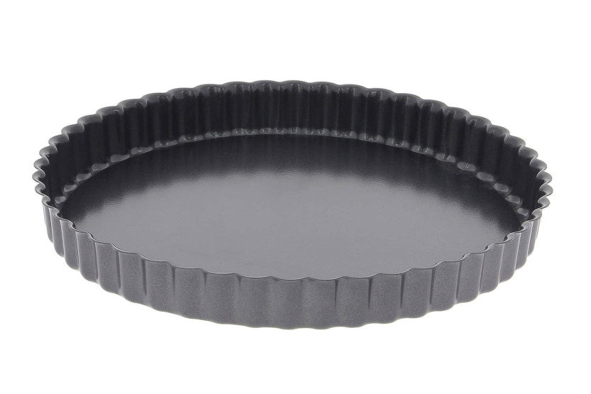 De Buyerround fluted tart mould with fixed base straight edge