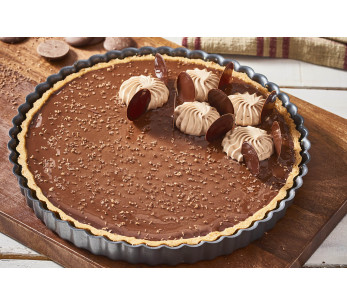 Molde de tarta redondo acanalado De Buyer con base fija y borde recto 2