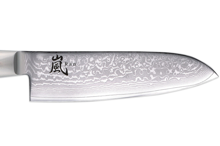 Cuchillo santoku japonés Yaxell RAN, hoja de Damasco de 16,5 cm, 69 capas