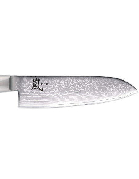 Cuchillo santoku japonés Yaxell RAN, hoja de Damasco de 16,5 cm, 69 capas
