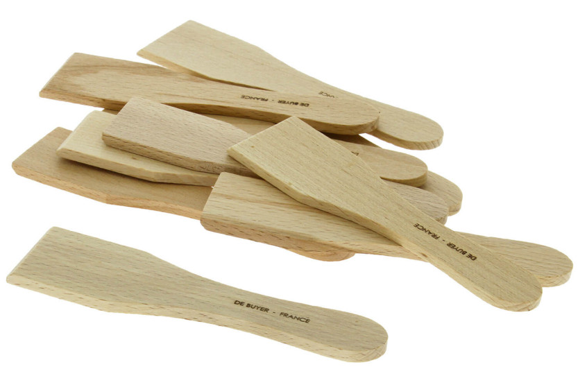 Set of 10 De Buyerbeechwood raclette or blini spatulas