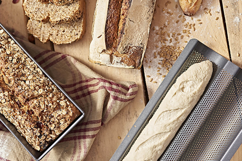 De Buyer perforated baking tray for 2 baguettes