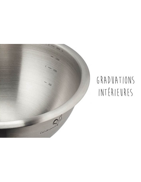 De Bu yer Cul-de-Poule stainless steel silicone-coated half-sphere pastry bowl