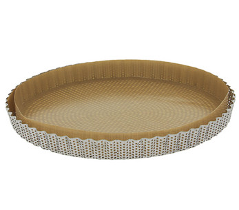 Molde de tarta acanalado de acero inoxidable De Buyer con base extraíble y bandeja para hornear