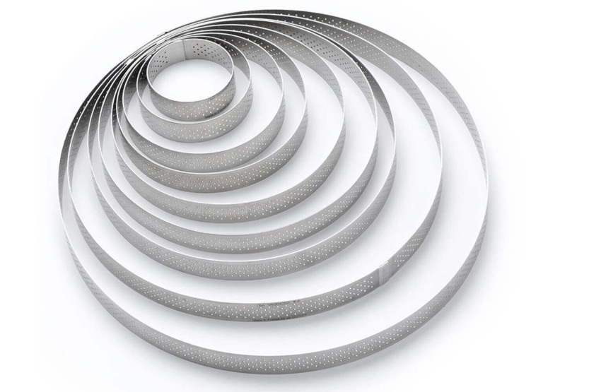 Tortenring perforiert Edelstahl De Buyer Valrhona gerader Rand Höhe 2cm