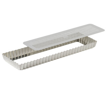 Molde de tarta rectangular acanalado Gobel con base móvil 35 x 11 x 2,5 cm