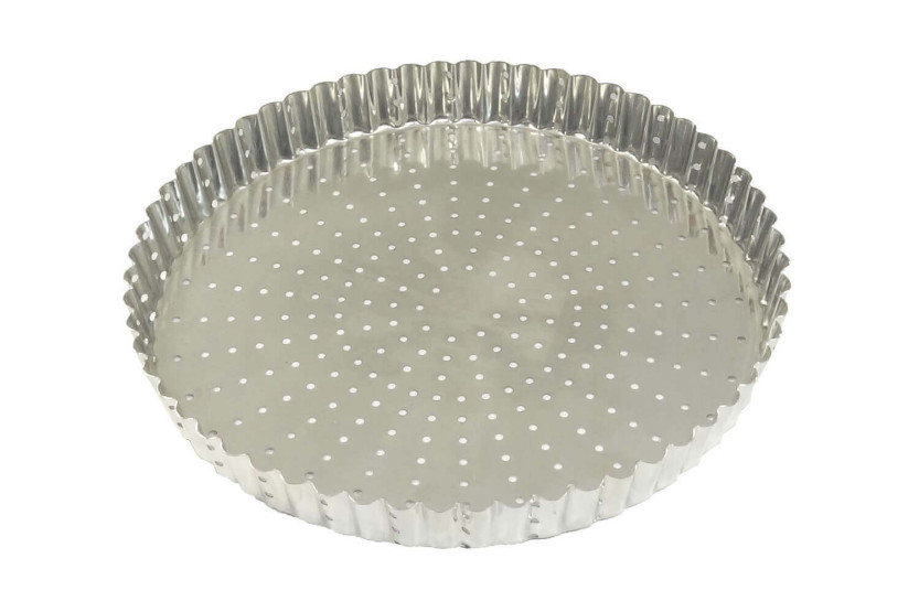Tourtière redonda canelada perfurada Gobel com base fixa - 7 tamanhos