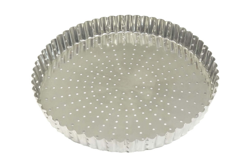 Tourtière redonda canelada perfurada Gobel com base fixa - 7 tamanhos