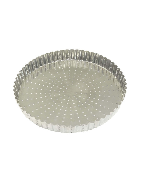Tourtière redonda canelada perfurada Gobel com base fixa - 7 tamanhos