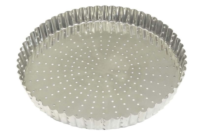 Tourtière redonda canelada perfurada Gobel com base fixa - 7 tamanhos
