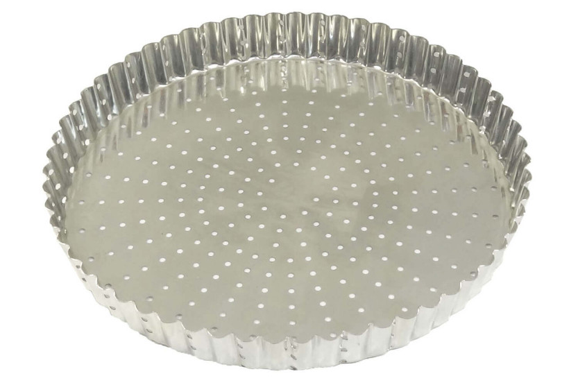 Tourtière redonda canelada perfurada Gobel com base fixa - 7 tamanhos