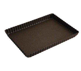 Molde rectangular acanalado Gobel para tartas caseras con base fija 29 x 20,5 x 2,5 cm