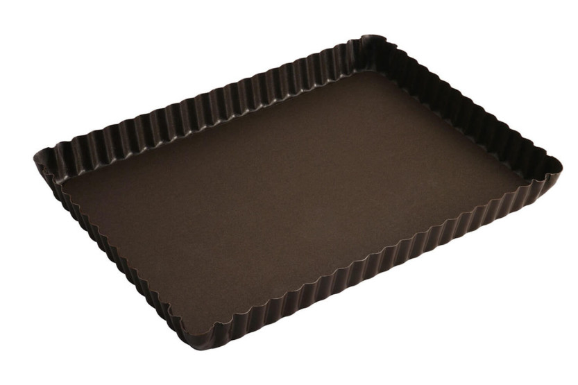 Forma de tarte de casa retangular canelada Gobel com base fixa 29 x 20,5 x 2,5 cm