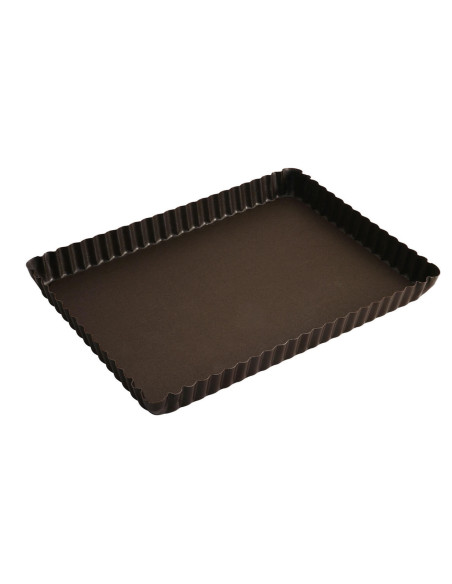 Forma de tarte de casa retangular canelada Gobel com base fixa 29 x 20,5 x 2,5 cm