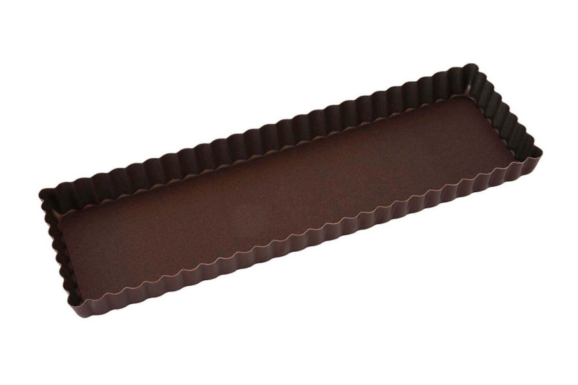 Gobel rechthoekige gecanneleerde huistaartvorm met vaste bodem 35 x 11 x 2,5 cm