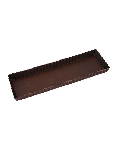 Gobel rectangular fluted house pie mould with fixed base 35 x 11 x 2.5 cm