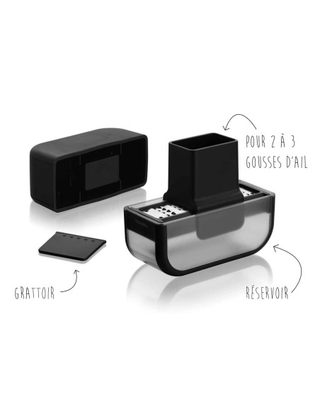 Cortador de alho Microplane preto com raspador