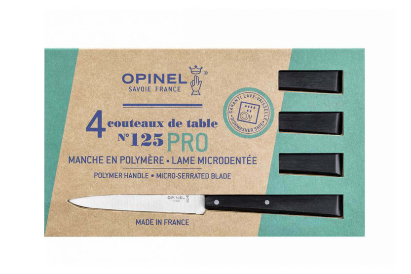 4 Opinel pöytäveitsen sarja N°125 Pro mikrohiomaterä 11cm